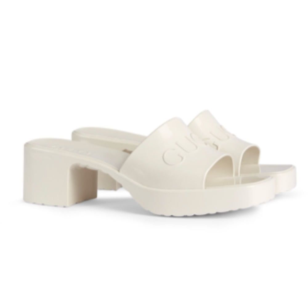 Gucci Rubber Logo Platform Slide Sandal